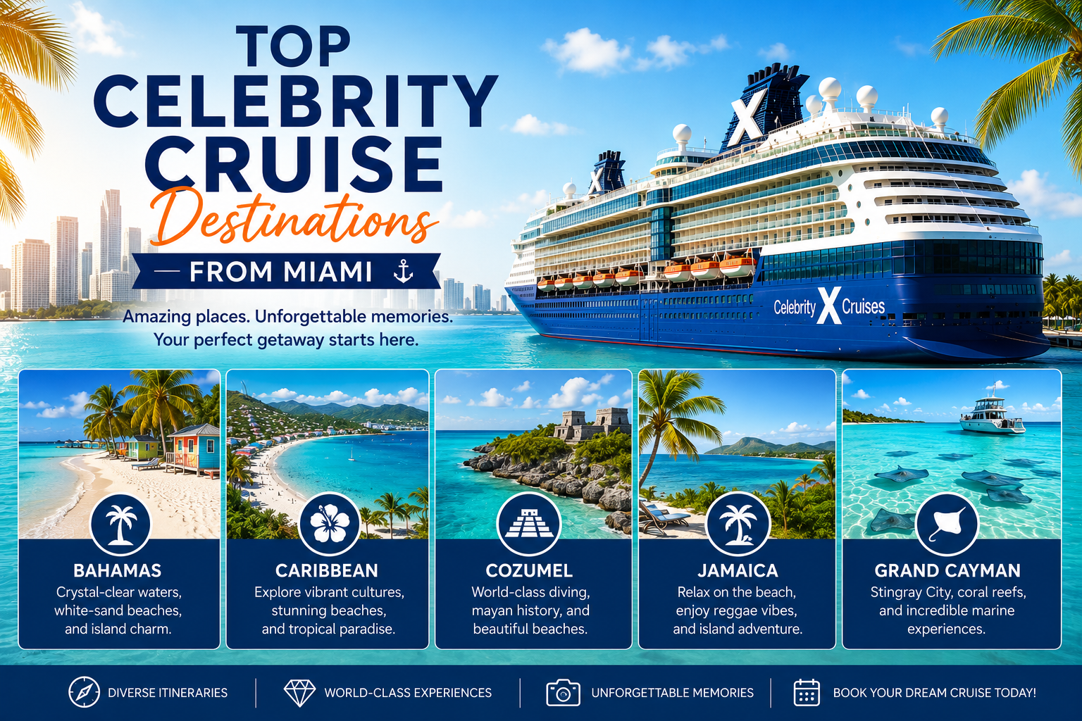 Top Celebrity Cruise Destinations from Miami