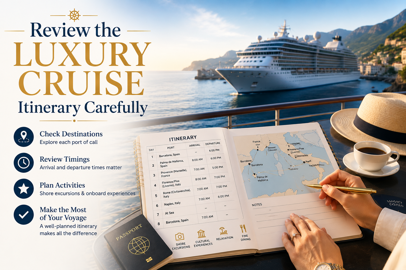 Review the Luxury Cruise Itinerary Carefully