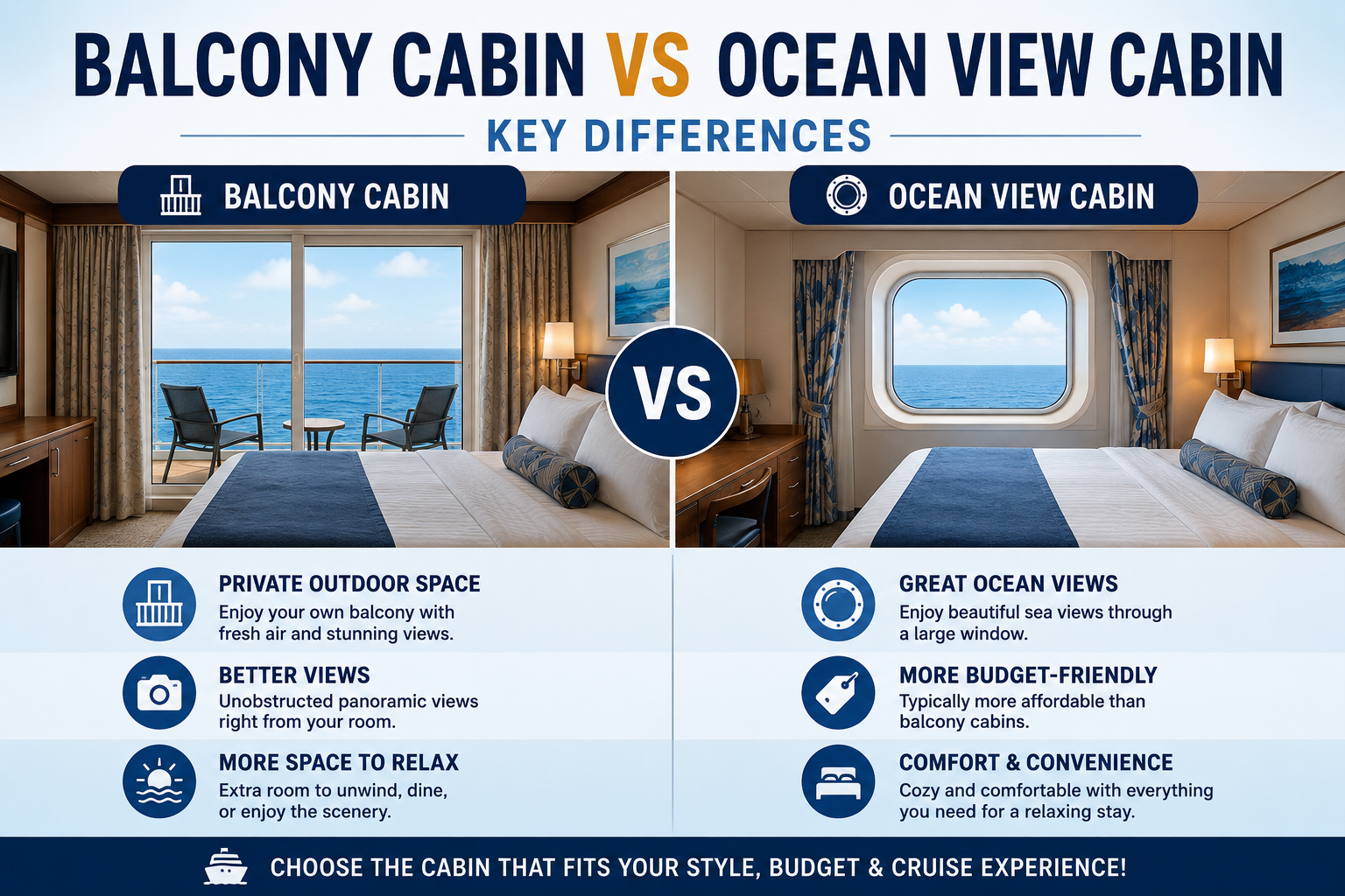 Balcony Cabin vs Ocean View Cabin: Key Differences