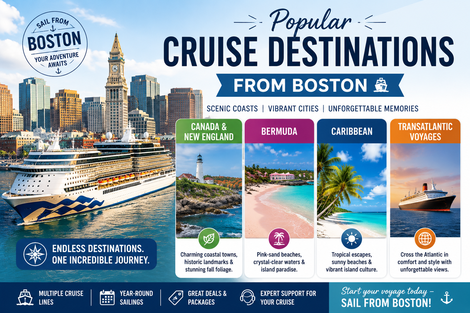 Popular Cruise Destinations from Boston
